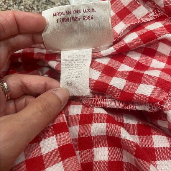 Storybook heirlooms gingham lace tiered dress sz6x red & white USA made - Picture 11 of 11